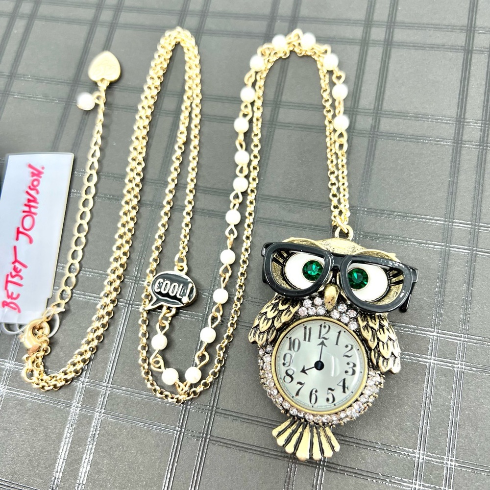 Betsey Johnson ‘Back to Cool’ Owl Pendant Long Necklace  NWT/HTf!